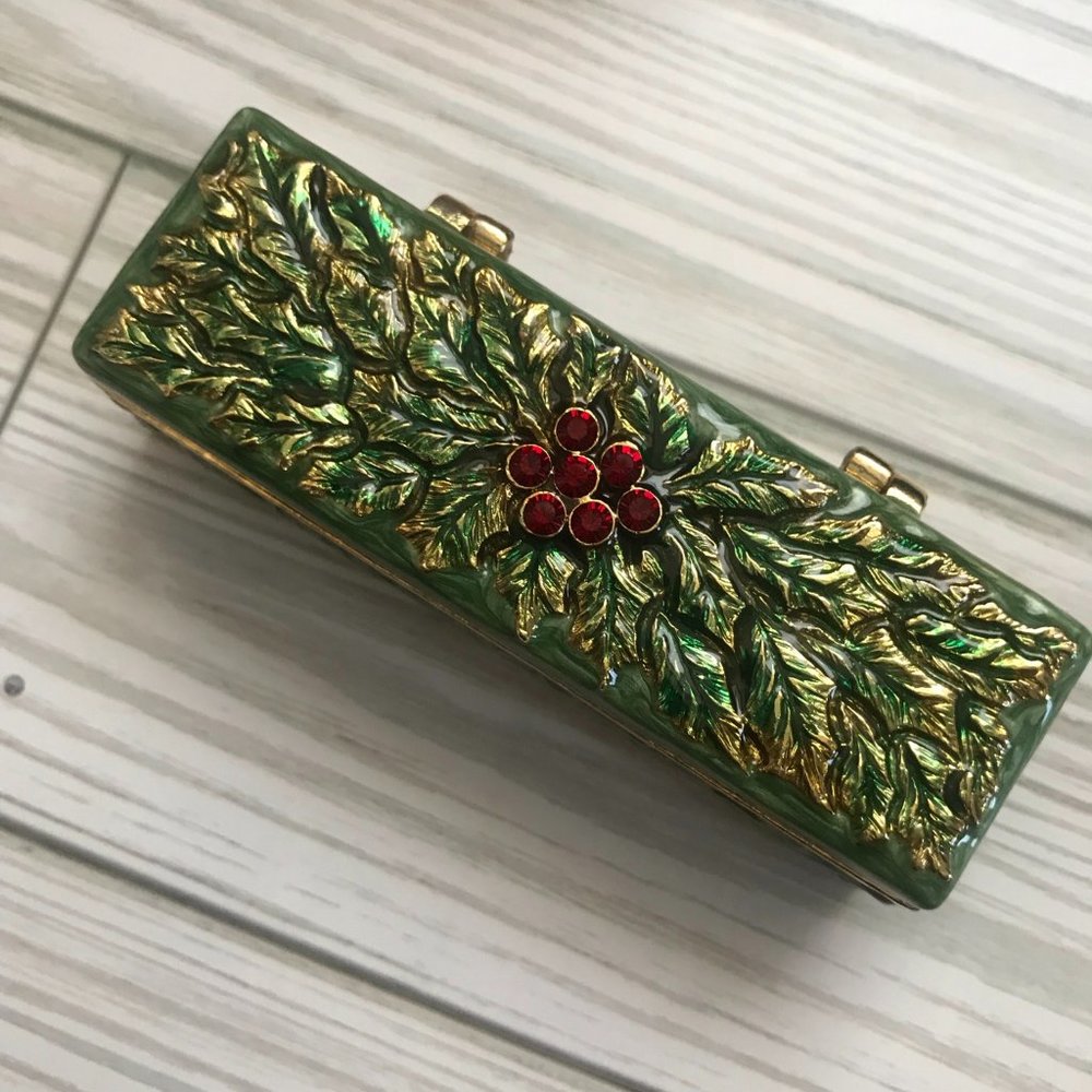 Vintage Monet Green Lipstick Case with Mirror